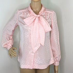 Vintage Light Pink PussyBow Blouse